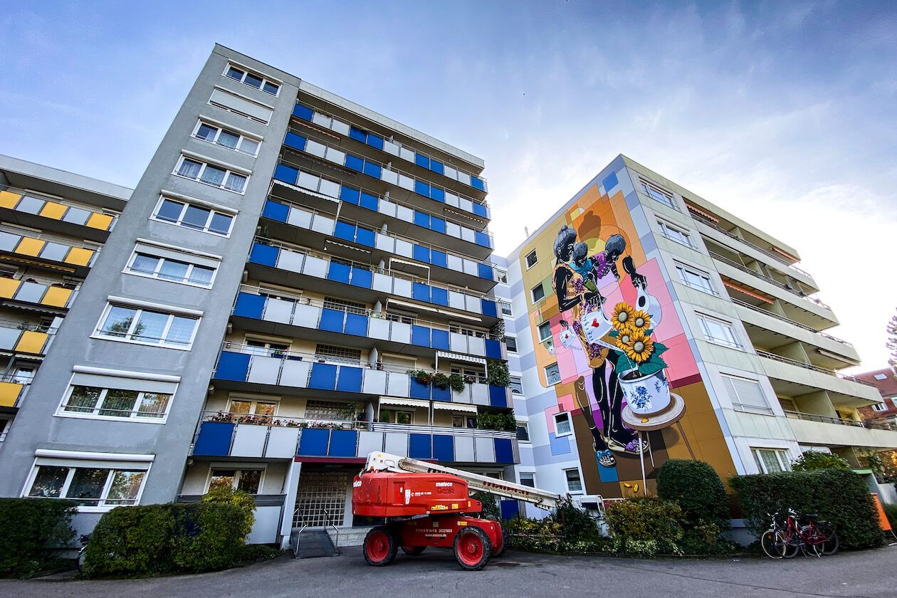 Wohnhäuser in einem Karlsruher Stadtteil